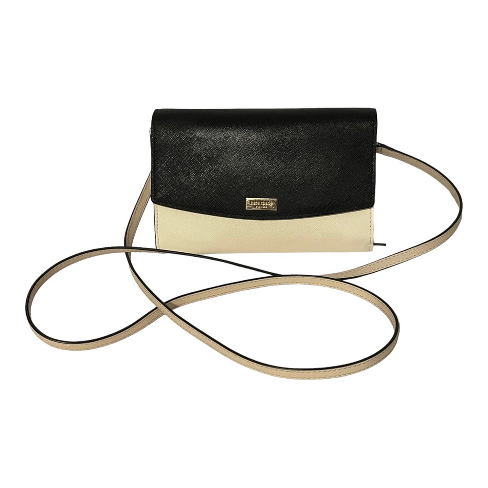 (1396) Kate Spade Crossbody Purse Black Cream Wallet Excellent Condition